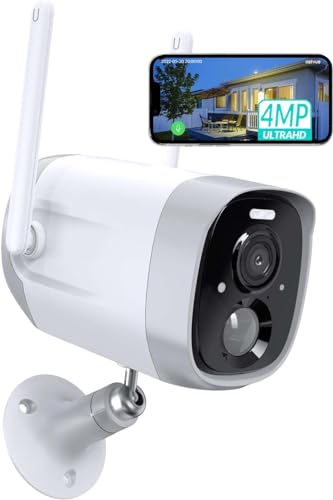 NETVUE Security Cameras Wireless Outdoor, 2.5K 4MP 2.4G WiFi Strobe Light/Spotlight Home Security System with Motion Detection and Siren, Two-Way Audio, Color Night Vision, Cloud/SD Storage