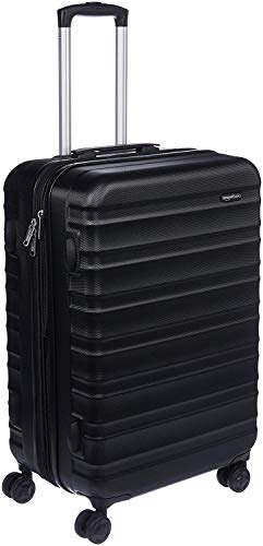 Amazon Basics Expandable Hardside Luggage, 24-inch Suitcase with Four Spinner Wheels and Scratch-Resistant Surface, Black