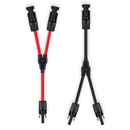 SOYAN Solar Connectors Y Branch Parallel Adapter 10AWG Cable for Solar Panel (Red & Black)