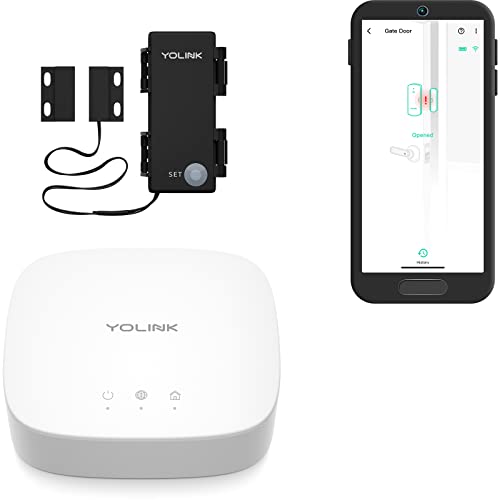 YoLink LoRa Smart Outdoor Contact Sensor & Hub Starter Kit, Gate & Shed Door Sensor, Universal Contact-Closure Sensor, Email/SMS/Push Alerts, 1/4 Mile Open Air Range, Alexa, IFTTT, Home Assistant