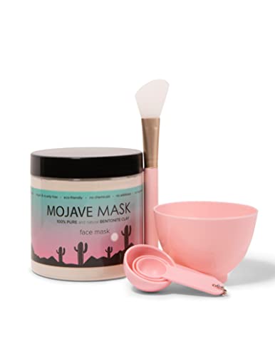 Babe Waves Trademark Beauty Mojave Mask With Facial Set - Bentonite Clay Face Mask, Organic Detox, Natural Pore Cleanse, Accessories Included - 16 Oz