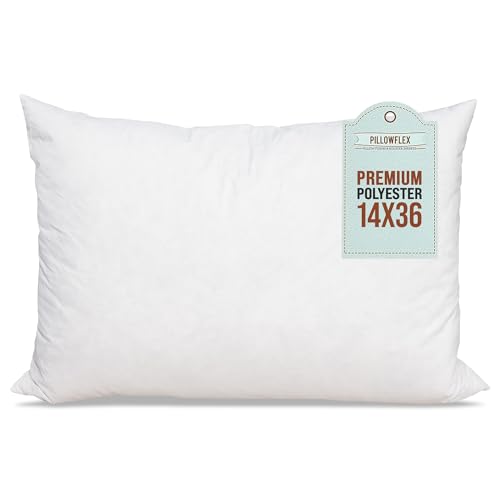 Pillowflex Premium Polyester Pillow Insert - 14'x36' Pillow Form - Machine Washable, Lumbar Pillow Insert for Sham - Large Pillow, Rectangle Pillow - 1 Decorative Pillow