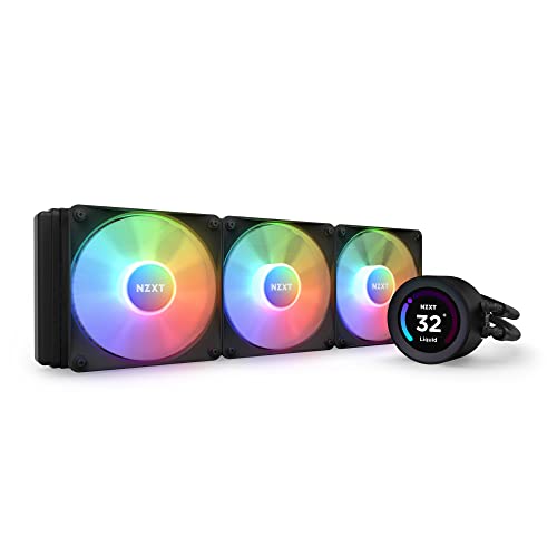 NZXT Kraken Elite RGB 360 - RL-KR36E-B1 - 360mm AIO CPU Liquid Cooler - Customizable 2.36' LCD Display for GIFS, Images, Performance Metrics - High-Performance Pump - 3 x F120 RGB Core Fans - Black