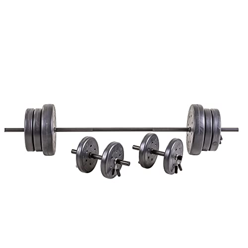 US Weight 105 Pound Barbell Weight Set for Home Gym| Adjustable Weight Set with Two Dumbbell Bars and Full 6 Ft Bar, Black