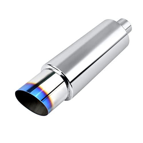 EVIL ENERGY Exhaust Muffler, Stainless Steel Exhaust Tip, Universal 15' Length (Burnt, 2'' Inlet 3'' Outlet)