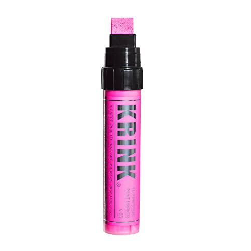 Krink K-55 Fluorescent Pink Paint Marker-Vibrant and Opaque Fine Art Acrylic Paint Pens for Smooth Surfaces-Acrylic Paint Markers for Metal Paper and Painted Surfaces-Graffiti Markers for Signs