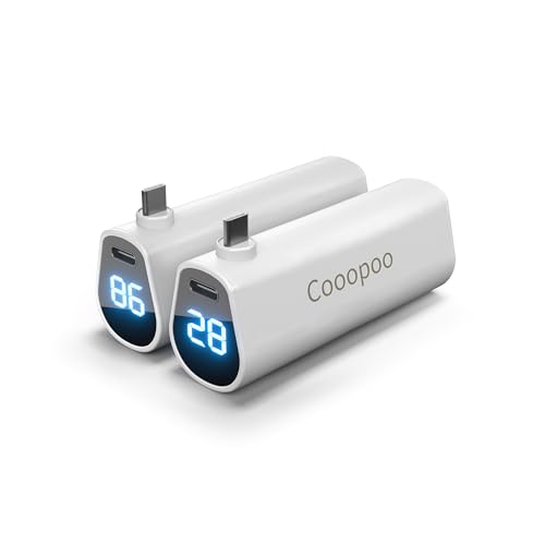 Cooopoo 5000mAh 5V3A Fast Charge Battery Pack for Quest 3 / Quest 2 - Lightweight Power Bank with LCD Indicator for Extended Playtime - Rechargeable Mini Accessory with Power Indicator [2Pack]