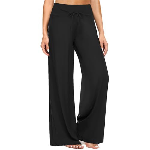 ZOOSIXX Soft Black Pajama Pants for Women, Plaid Comfy Casual Lounge Yoga Pants
