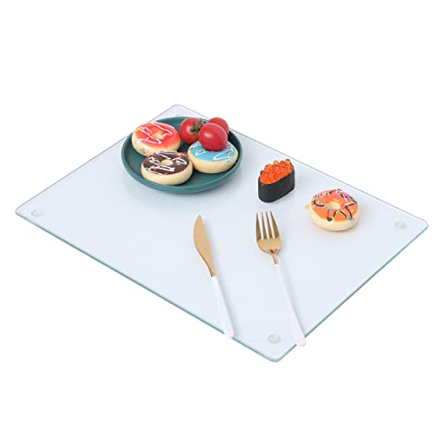 Murrey Home Glass Cutting Board for Kitchen Counter, Tempered Glass Chopping Boards Dishwasher Safe, Small Clear Countertop Tray, Scratch Resistant, Heat Resistant, 16'x12'