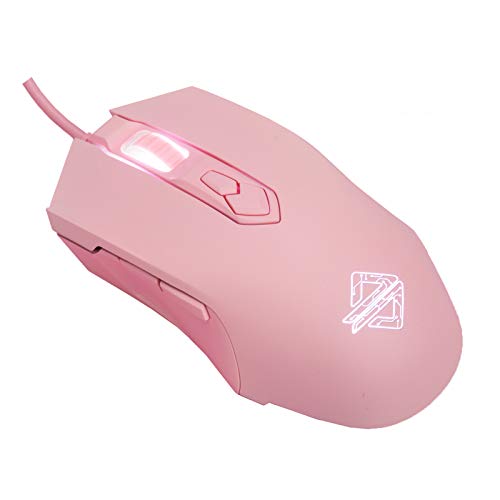 Lomiluskr AJ52 Gaming Mouse Wired, 7 Programmable Buttons, Computer Mice with RGB LED Backlit, 200-4800 DPI Adjustable,for Windows/Mac OS/Linux (Pink)