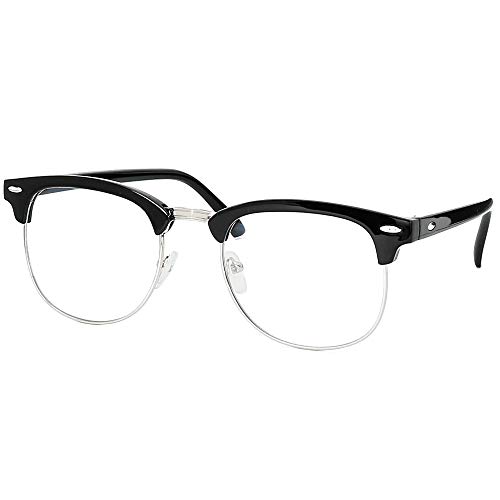 Skeleteen Clear Lens Costume Glasses - Non Prescription Horn Rimmed Fake Club Eyeglasses for Adults and Children