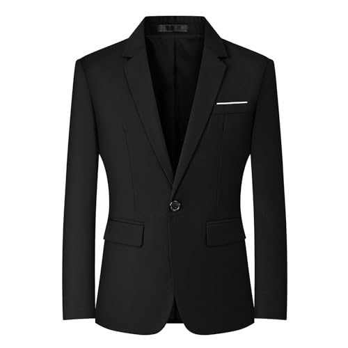 Mylldey Men's Blazers Slim Fit Business Casual Suit Men Sport Coat One Button Travel Blazer Lightweight Suit Jacket(Black-M)