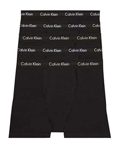 Calvin Klein Men's Cotton Stretch 5-Pack Boxer Brief, 5 Black, L