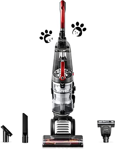 EUREKA Pet Upright Vacuum Cleaner for Home, Bagless Upright Vacuum Cleaner Swivel Steering, Powerful Lightweight Upright Vacuum Carpet and Floor, FloorRover Elite NEU630 with Tangle Free Tech, Red