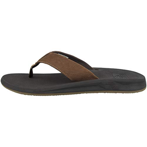 Reef Men's Sandals | Leather Phantom II | Athletic Flip Flops , Bronze, 8