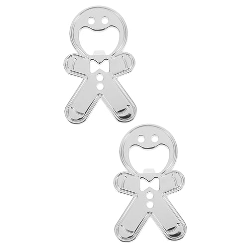 NOLITOY 2pcs Gingerbread Man Bottle Opener Magnetic Collector Stainless Steel