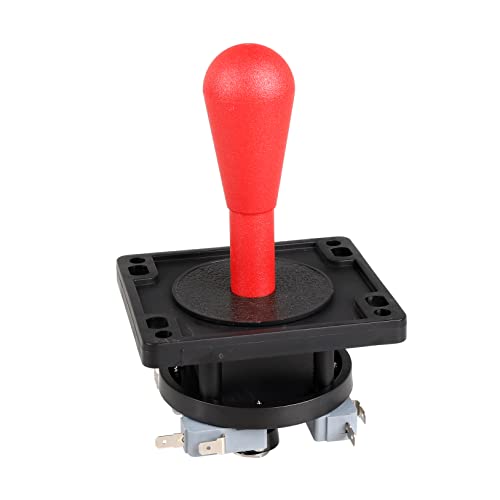 Avisiri American Style Arcade 2Pin Joystick Switchable from 8 Ways Operation, Elliptical Black Handle, Precision 187' 4.8mm Terminal for Video Games Arcade1UP Machine Parts (Red)