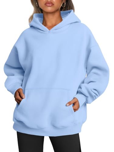 Trendy Queen Oversized Hoodies for Women Cute Sweatshirts Fleece Long Sleeve Sweaters Loose Casual Pullover Fall Outfits Y2k Clothes 2024 Sky Blue