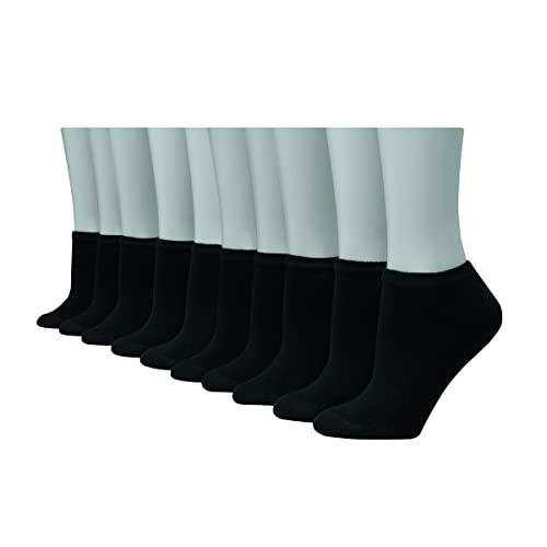 Hanes womens 10-pair Value Pack No Show fashion liner socks, Black, 8 12 US