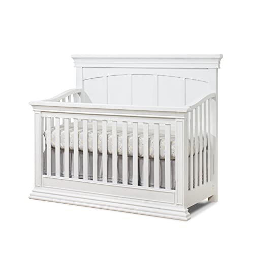 Sorelle Furniture Modesto Crib, Classic 4-In-1 Convertible Crib, White Crib Made of Wood, Non-Toxic Finish, Wooden Baby Bed, Toddler Bed, Child’s Daybed and Full-Size Bed, Nursery Furniture-White