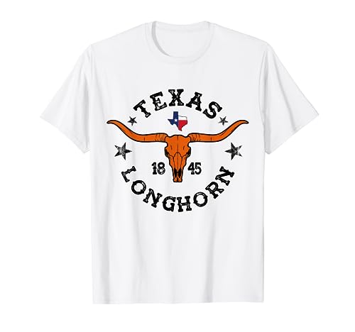 Texas 1845 Vintage Longhorn Cowboy and Rodeo Fan T-Shirt