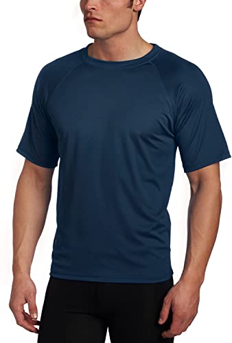 Kanu Surf Men's Short Sleeve UPF 50+ Swim Shirt (Regular & Extended Sizes), Navy, Medium