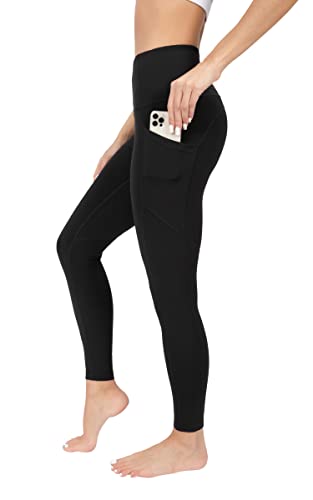 90 Degree By Reflex Power Flex Yoga Pants - High Waist Squat Proof Ankle Leggings with Pockets for Women - Black - XL