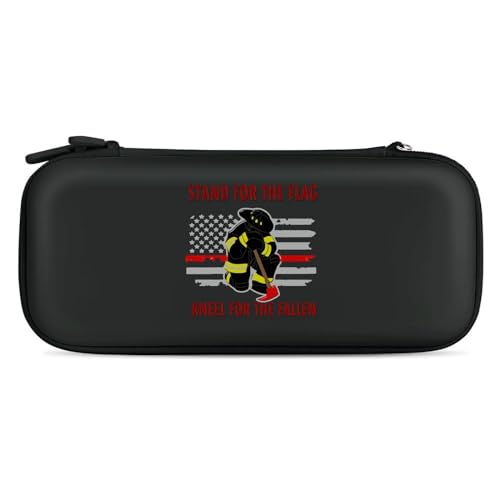 US Fireman Red Line Flag Fashion Compatible with Switch Carrying Case Portable Protector Bag with 15 Games Accessories Travel Black-Style