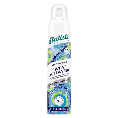 Batiste Sweat Activated Dry Shampoo, Neutralizes Odor for Up to 24 Hours & Prevents Sweat Buildup in Hair, Waterless Shampoo, 3.81 Oz