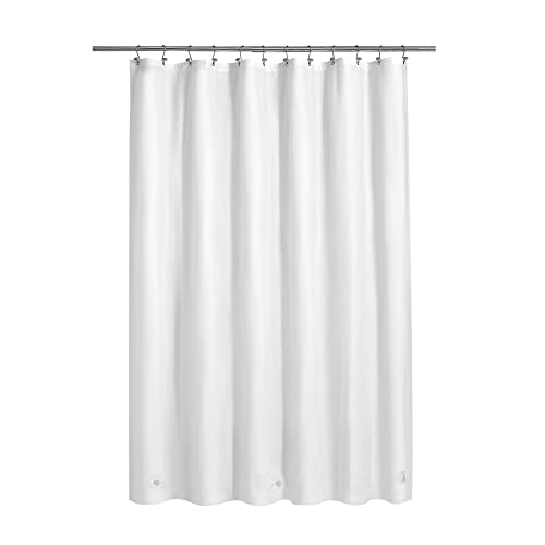 Barossa Design White Shower Curtain Liner - Premium PEVA, BPA & PVC Free, No Chemical Smell, Lightweight Shower Curtain with 3 Magnets, Metal Grommets - White, Standard Size