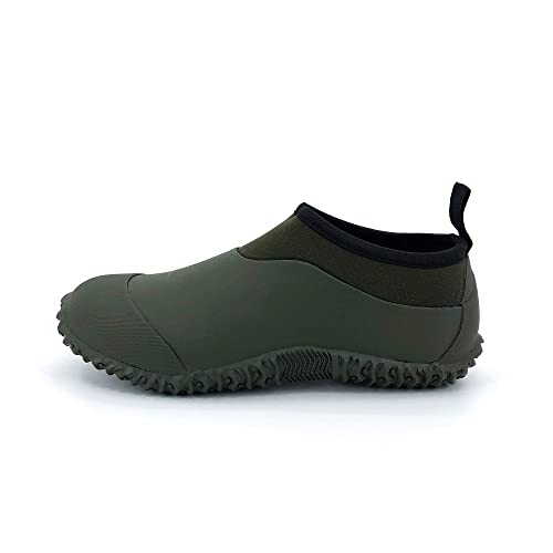 SYLPHID Men's Garden Shoes Women's Rain Shoe Waterproof Neoprene Camp Booties for Camping, Lawn Care, Gardening and Yard Work, Dark Green, Women Size 15, Men size 13