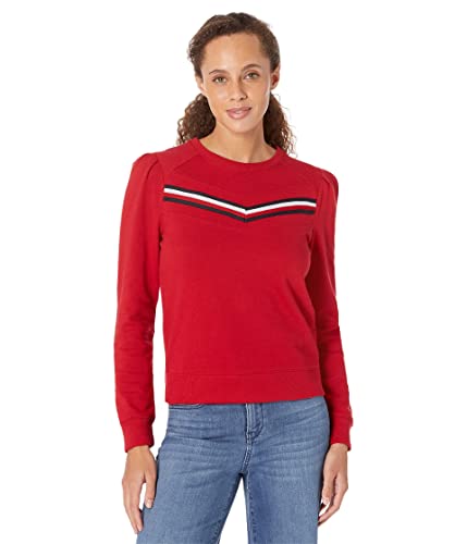 Tommy Hilfiger Women's Classic Crewneck Sweatshirt, Chili Pepper, Medium
