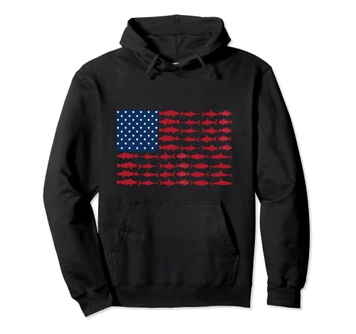 American Fish Flag Saltwater Fishing Boating Camping Hunting Pullover Hoodie