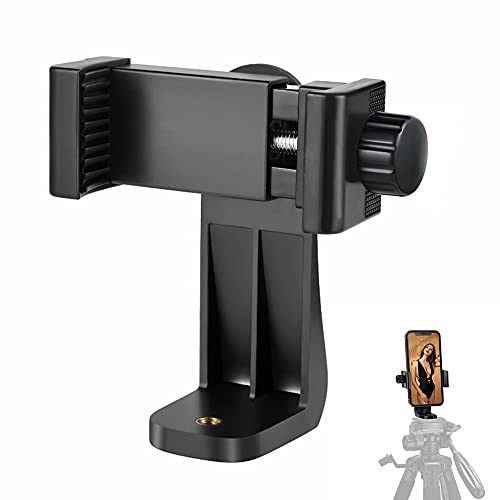 Phone Tripod Mount Adapter/Universal Tripod Cell Phone Holder, Fits Any Smartphone, 1/4' Standard Screw, Rotating Vertical and Horizontal, Compatible with iPhone, Samsung, Selfie Stick, Monopod