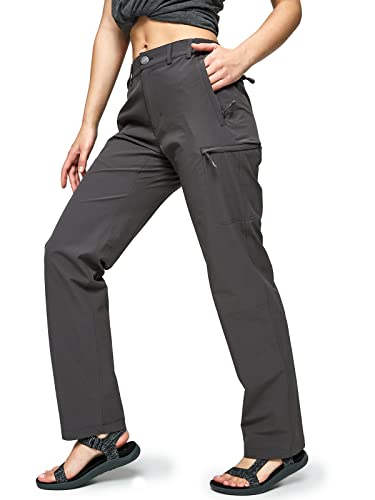 MIER Women's Quick Dry Cargo Pants Lightweight Tactical Hiking Pants with 6 Pockets, Stretchy and Water-Resistant, Graphite Grey, 10