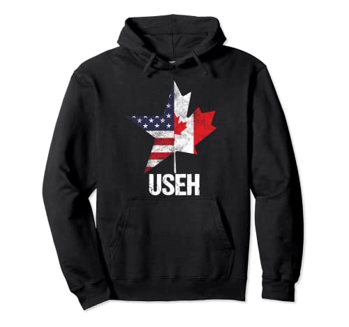 Half Canadian American USEH Canada USA Flag United States Pullover Hoodie