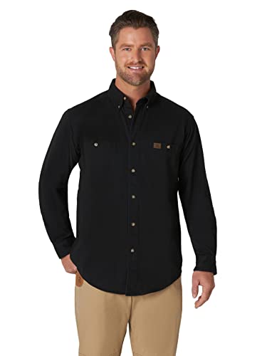 Wrangler Riggs Workwear Men's Logger Twill Long Sleeve Workshirt, Black, Large