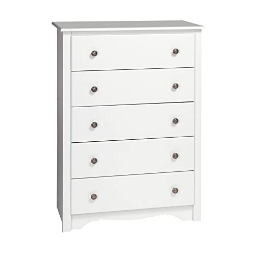 Prepac Sonoma Superior 5-Drawer Chest for Bedroom - Spacious and Stylish Chest of Drawers, Measuring 16'D x 31.5'W x 45.25'H, In White Finish