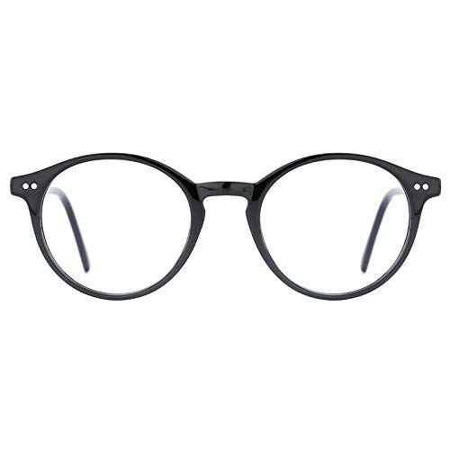 TIJN Blue Light Blocking Glasses Men Women Vintage Thick Round Rim Frame Eyeglasses(Black)
