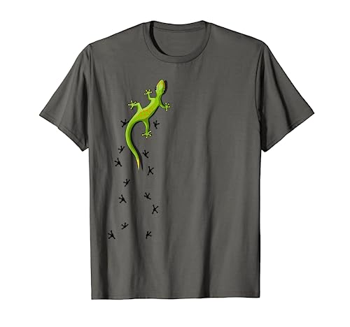 Cute Lizard Reptile With Tracks Climbing Gecko T-Shirt