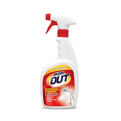 Iron OUT Rust Stain Remover Spray Gel, Remove Rust Stains in Bathrooms, Kitchens, Laundry, and Outdoors, 24 Ounces