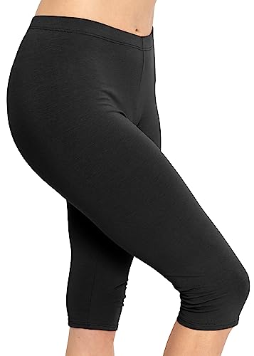 STRETCH IS COMFORT Women's Knee Length Leggings Black X-Large