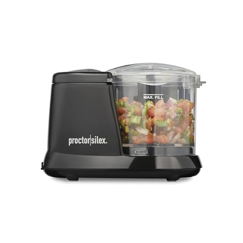 Proctor Silex Durable Electric Vegetable Chopper & Mini Food Processor for Chopping, Puree & Emulsify, 1.5 cups, Black
