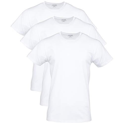 Gildan Men's Cotton Stretch T-Shirts, Multipack, Artic White (Crew 3-Pack), Large