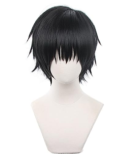 Gorgewg Wig for Toji Fushiguro Cosplay Wig Adult Women Costume Party Roleplay Short Black Synthetic Hair