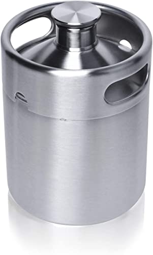 Mini Keg Growler, Pressurized Growler 64 OZ 304 Stainless Steel Mini Keg with Seal knob Cover for Home kitchen Brewing Beer(2L)