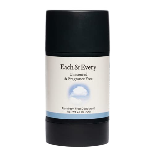 Each & Every Natural Aluminum-Free Deodorant for Sensitive Skin with Essential Oils, Plant-Based Packaging, Fragrance Free, 2.5 Oz.