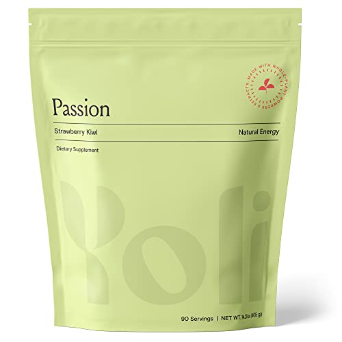 Yoli Passion Energy Drink Powder Mix - Natural Energy Drink Mix for Endurance and Stamina, Bulk 90 Servings - Kiwi Strawberry,