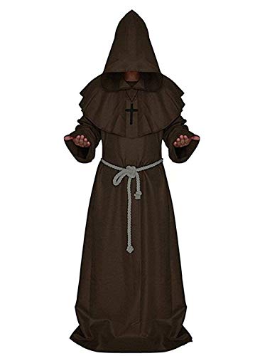 LHJ Friar Medieval Hooded Monk Renaissance Priest Robe Costume Cosplay