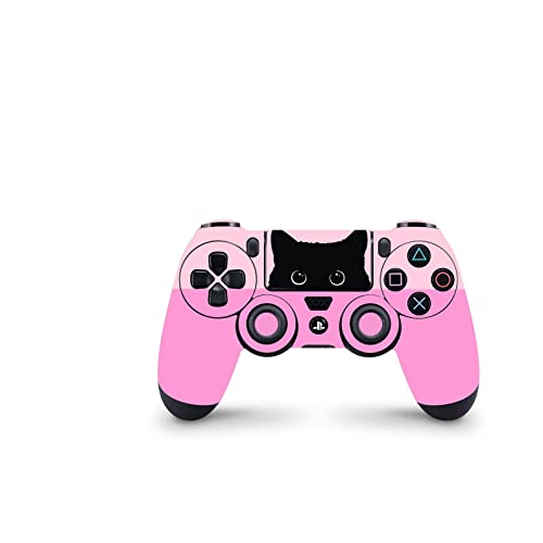 ZOOMHITSKINS Compatible for PS4 Controller Skin, Kitty Rose Pink Black Cat Feline Lover, Durable, Fit PS4, PS4 Pro, PS4 Slim Controller, 3M Vinyl, Made in The USA
